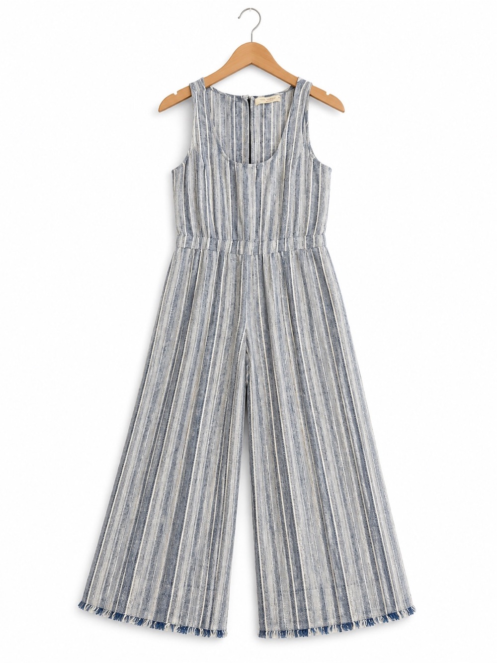 Cloth & Stone Blue Stripe Linen Blend Wide Leg Jumpsuit Size L Like New